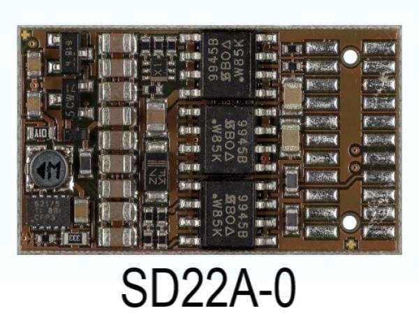 D&H SD22A-0 (2. Generation), Fahr + Sounddecoder, ohne Anschlusskabel, SX1, SX2, DCC und MM, 2,0A, 8 Ausgänge, ohne Sound zum selbst Bespielen
